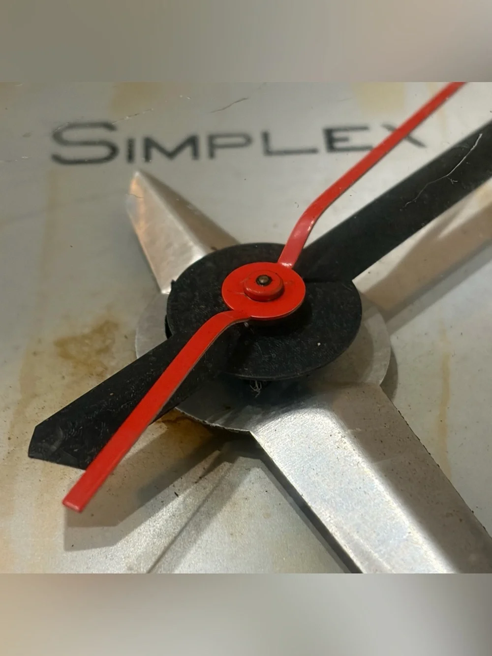 Vintage- ⏰ SIMPLEX- Red Industrial Schoolhouse Wall Clock- WORKS!